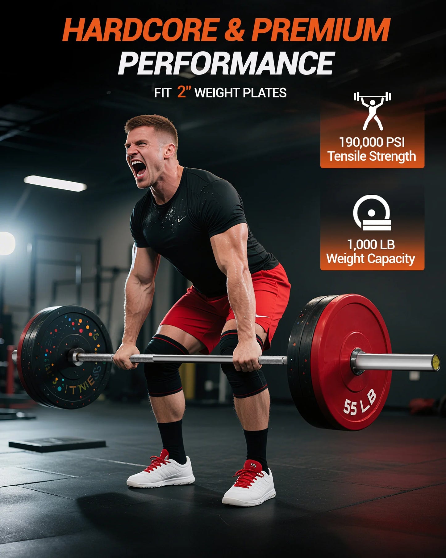HiMISS Barbell, 1000LBS Capacity For Power Lifting Training