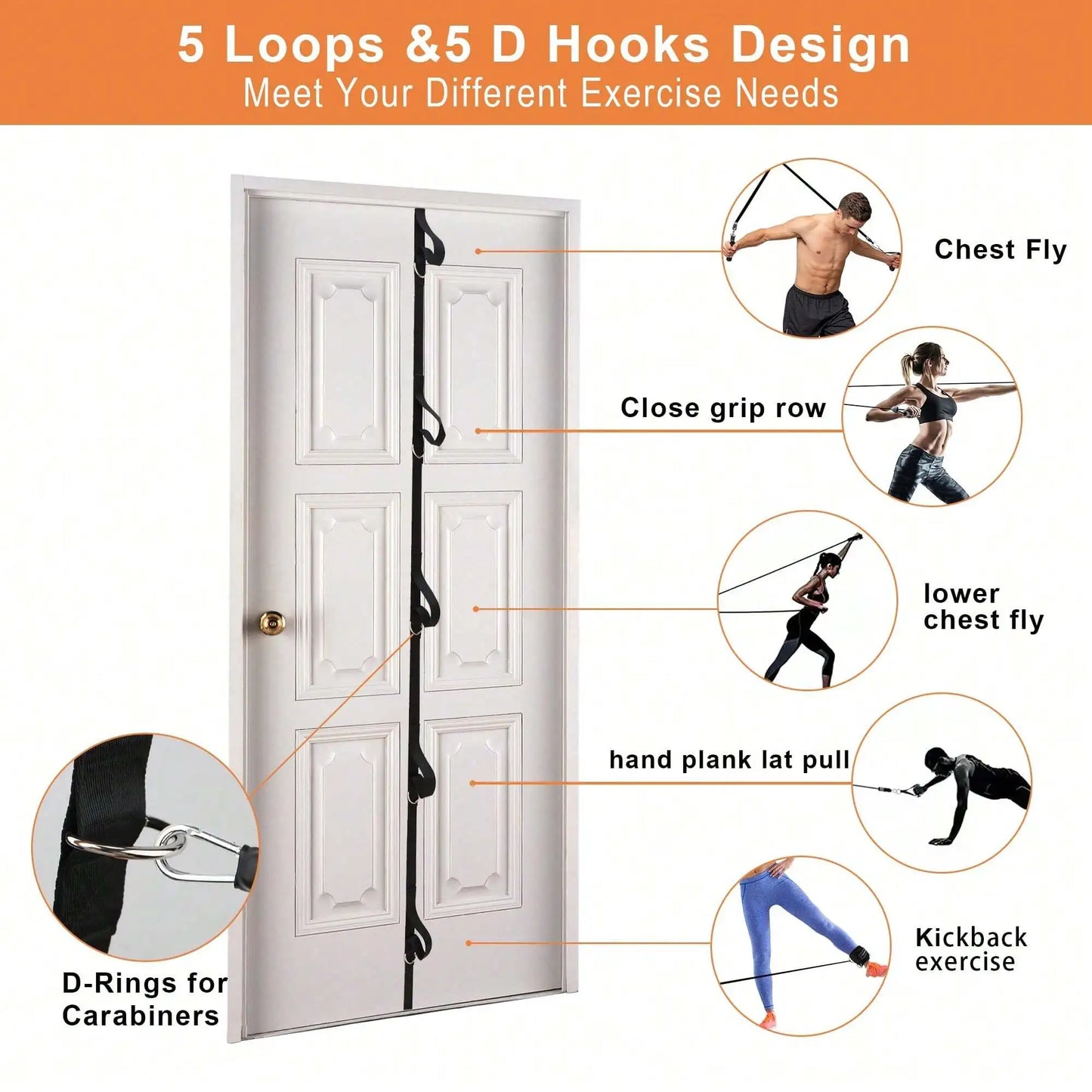 Door Resistance Band No Drilling Required Home Gym Fitness Accessory