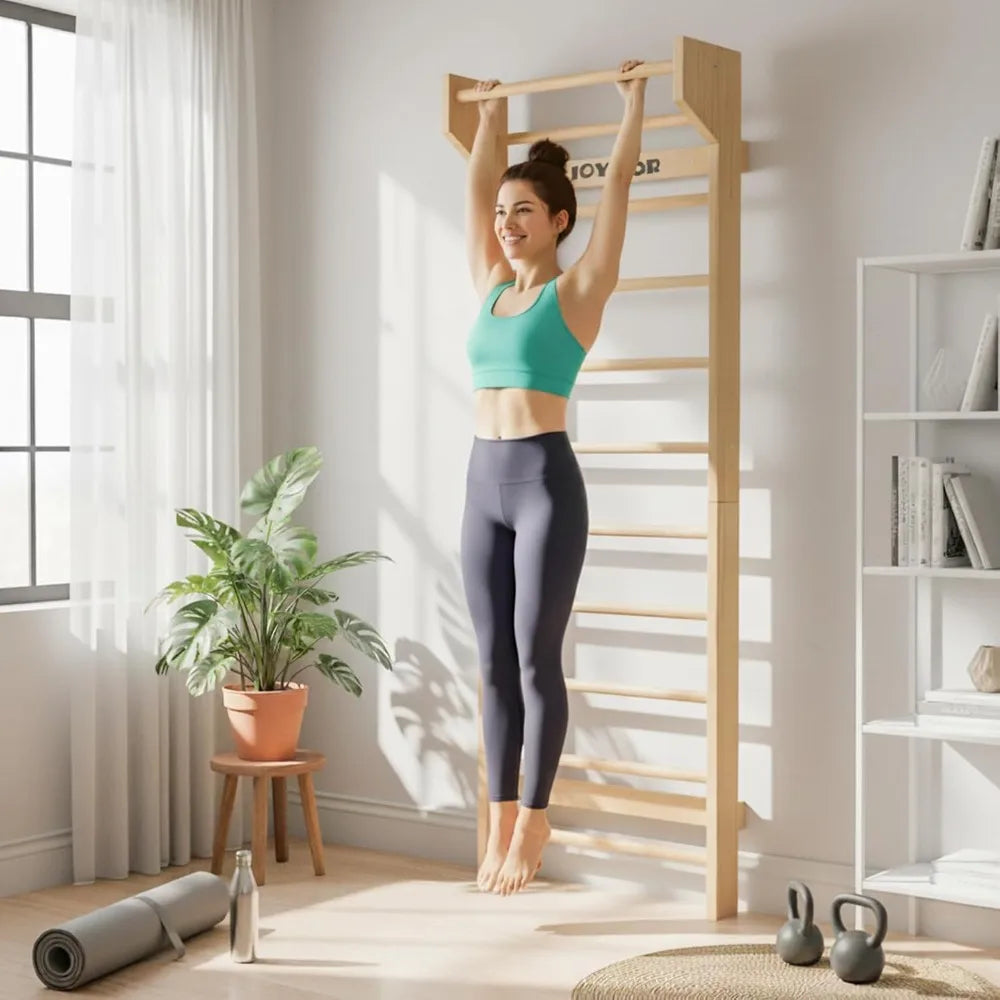 Joymor Wall Mounted Swedish Ladder For Fitness And Balance