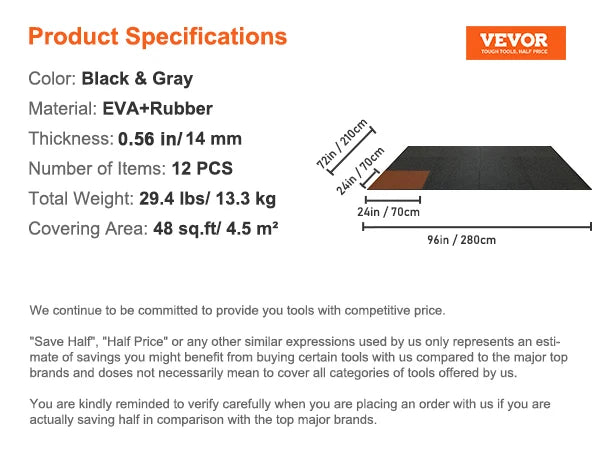 SucceBuy Interlocking Gym Floor Mats EVA Foam Rubber Waterproof