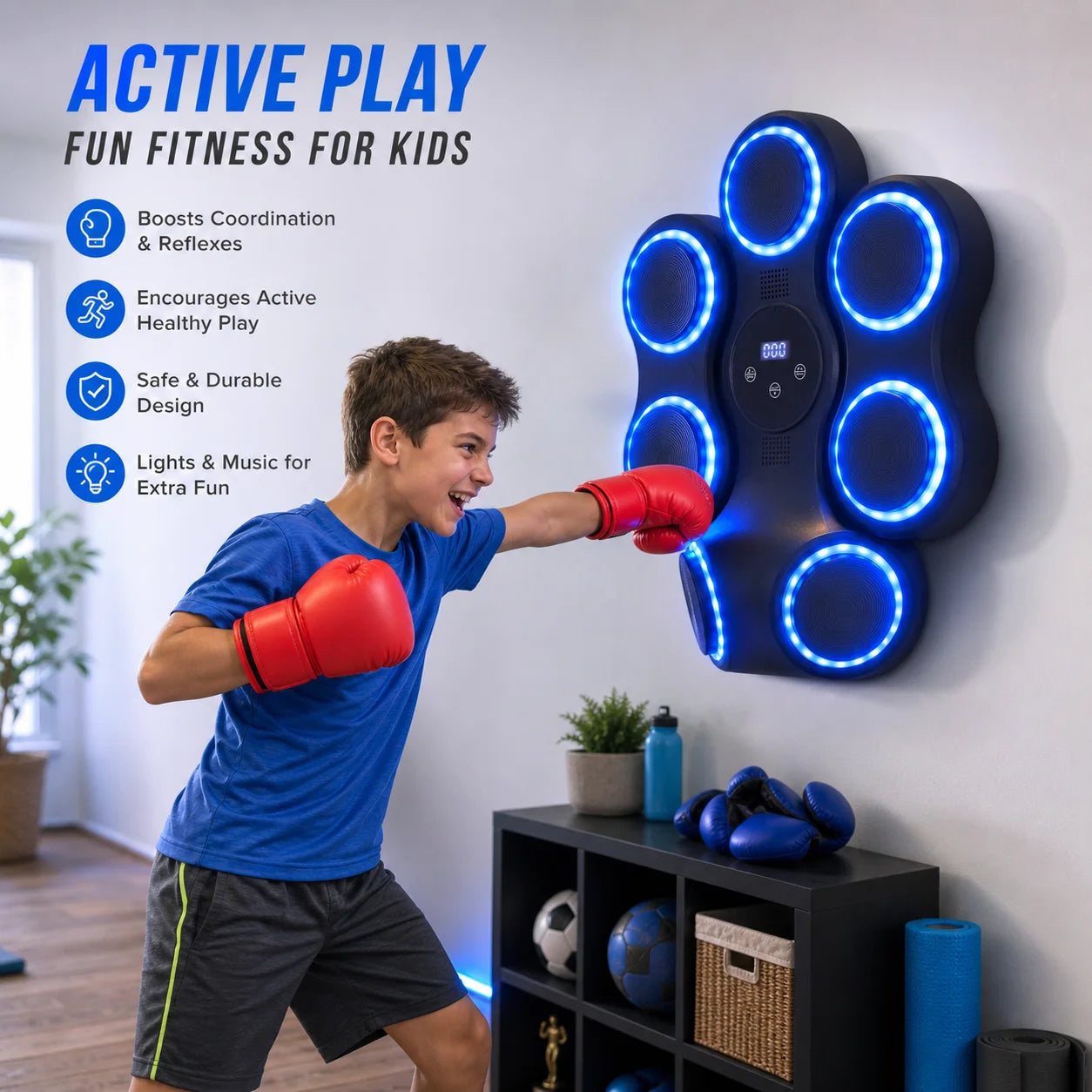 Interactive Boxing Trainer Wall Mounted Target With Lighting