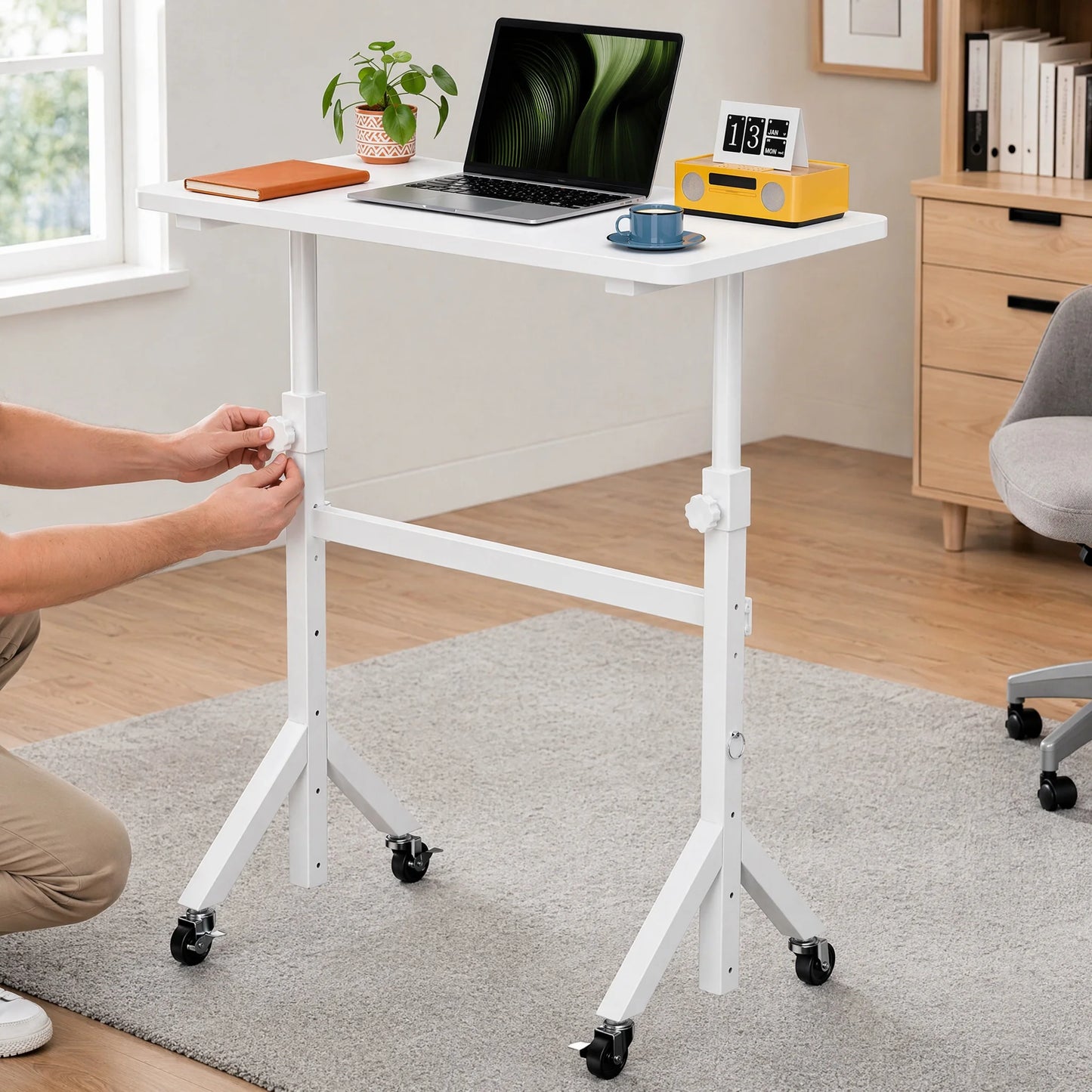 K Kyspho Adjustable Mobile Standing Desk With Wheels