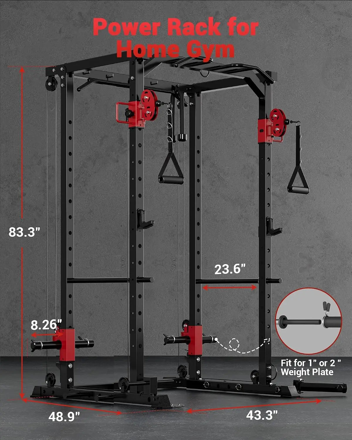 TACLEEKII Multifunctional Power Rack With Dual Pulley Cable System