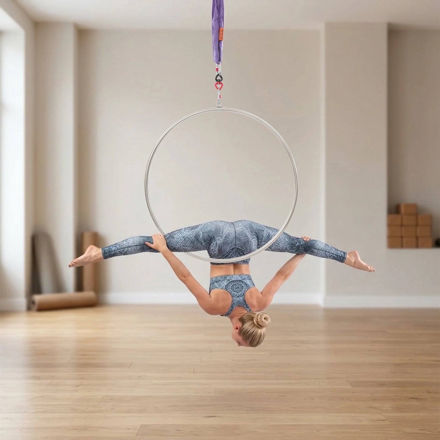 Stainless Steel Aerial Hoop With Sling For Yoga And Acrobatics