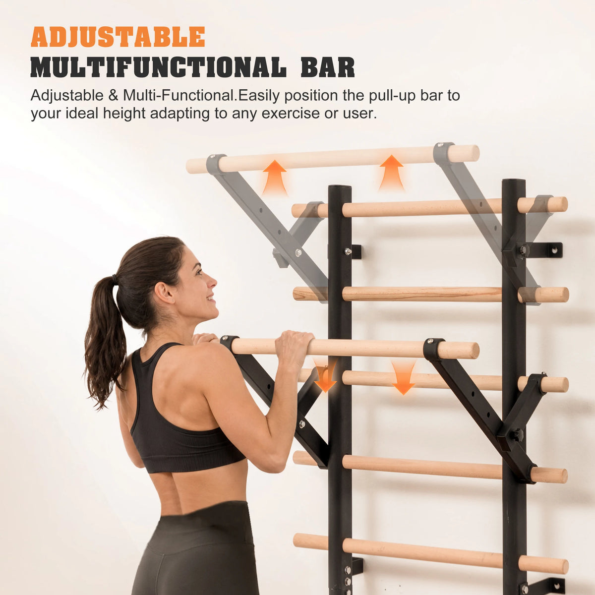Wall Mounted Steel Gymnastics Bars With Pull Up Station