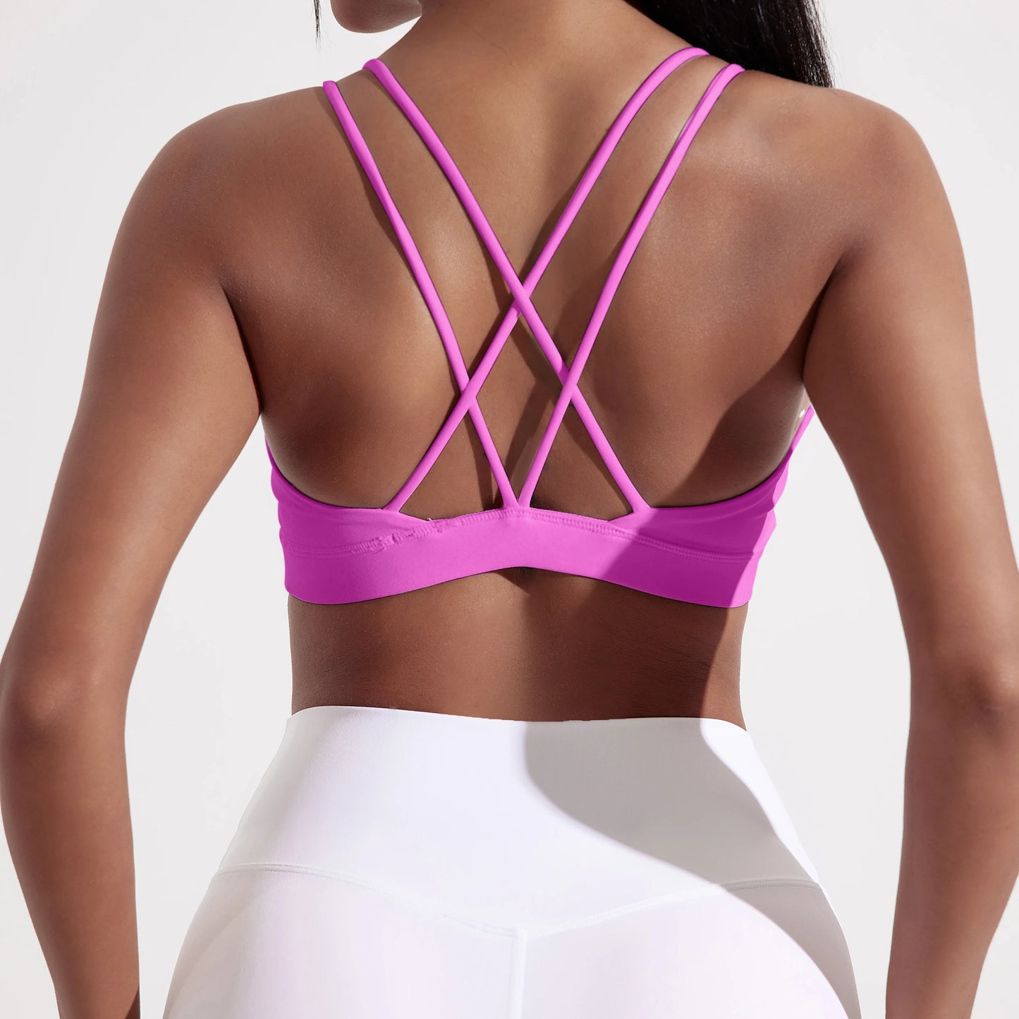Cross Fitness Bra With Chest Pad Breathable Nylon Spandex