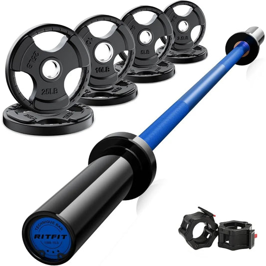 Barbell Weight Set With 85 Pound Plates For Strength Training