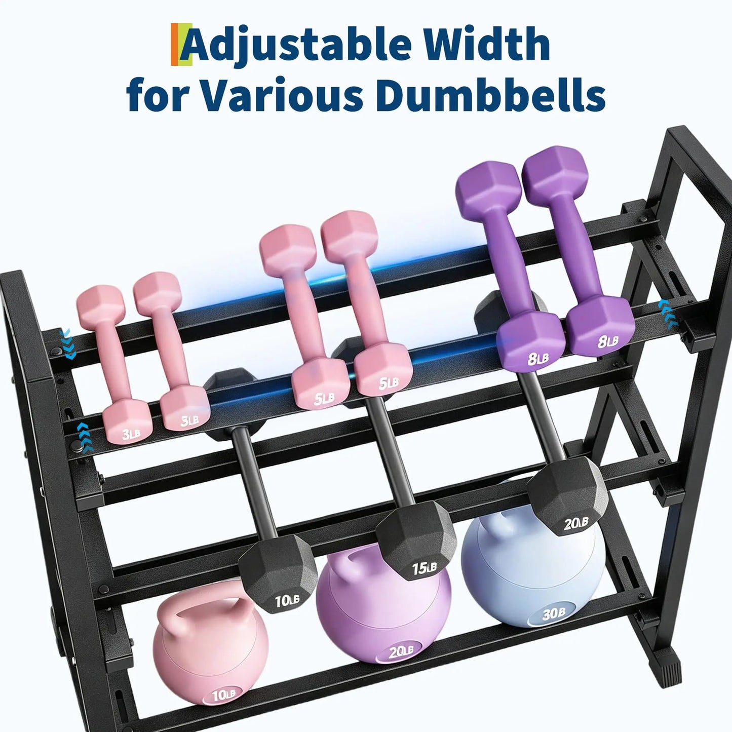 Adjustable 3 Tier Dumbbell Rack 1300LB Capacity For Home Gym