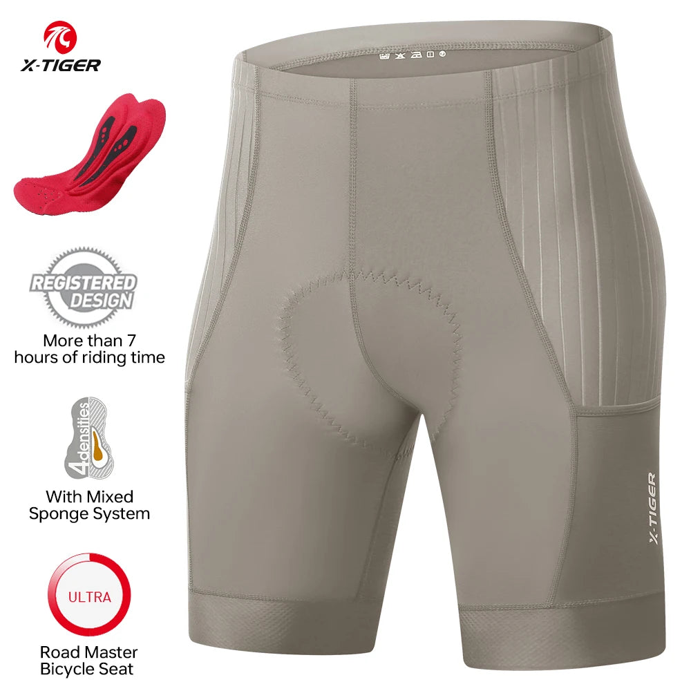 X-TIGER Men's Padded Cycling Shorts With Breathable Pockets For Comfort