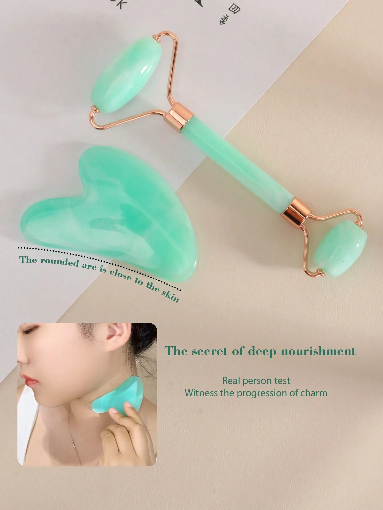 Facial Massage Tool Set Includes Roller Stick Ice Gel Pack