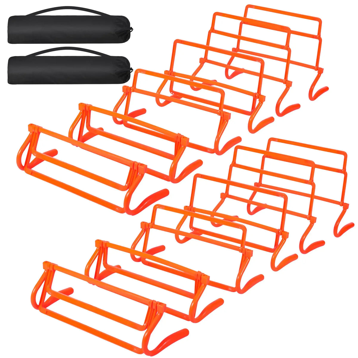 Adjustable Agility Hurdles, 4-Height Speed Training Equipment, 6-Piece Portable Set with Carry Bag for Athletes, Kids, Soccer, Basketball