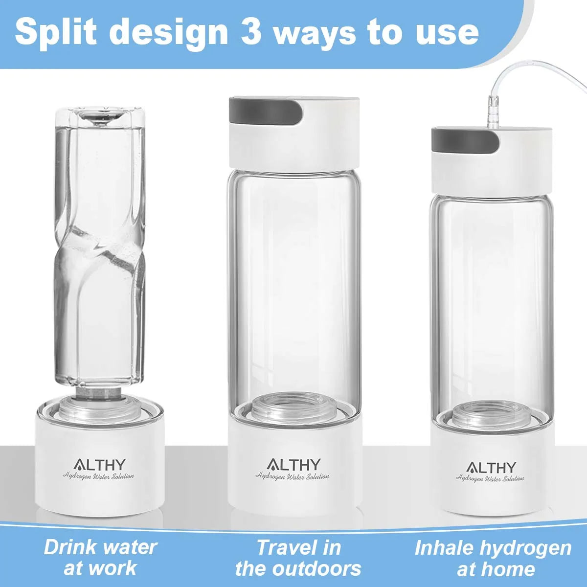 ALTHY Hydrogen Rich Water Generator Glass Bottle Ionizer