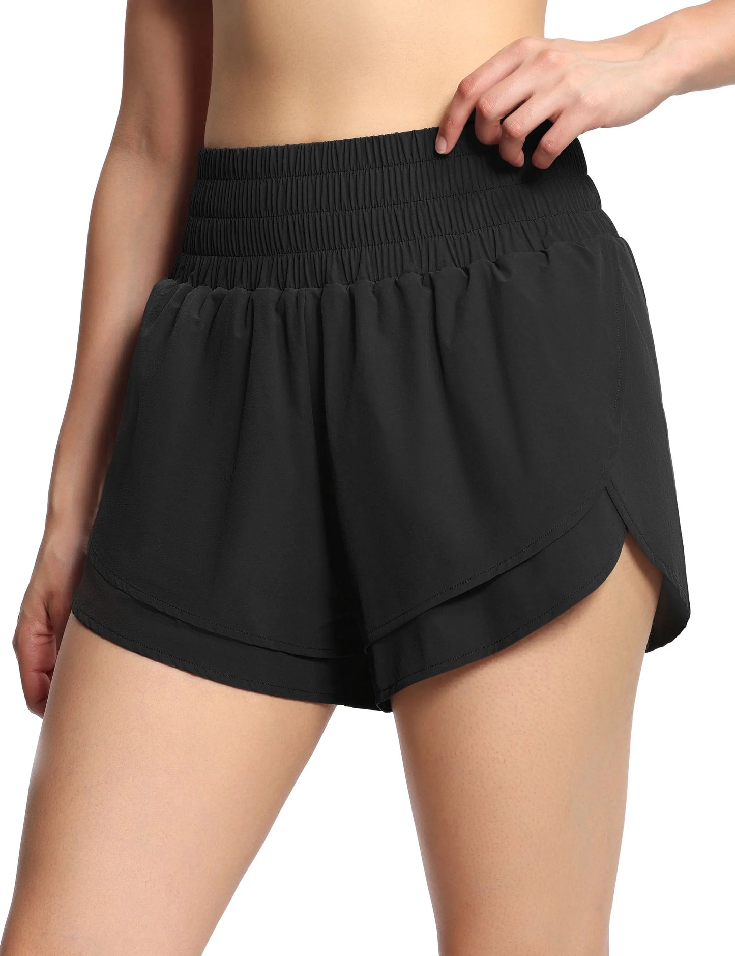 THE GYM PEOPLE Women's High Waisted Workout Shorts Quick Dry With Mesh Liner